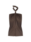 Designing A Hottie With A Bare Back-To-Back Waistcoat Woman Summer Sleeveless Outside Wearing A Pure Desire Short Black Top