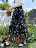 French Net Yarn Skirt Dress Fairy Dress Heavy Lace Embroidered Yarn High Waist Thin 100 Folds Skirt
