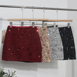 2025 New Scaro Squint Red Skirt High Waist Thin A Word Backbage Anti-Walking Short Skirt 8286