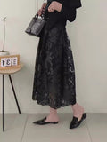 French Mesh Heavy Industry Embroidery Half Dress Woman 2025 New Autumn Egan Yarn Large Size A Word Half Skirt Long Skirt