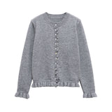 Spring 2025 New Round Collar Solid Color Loose Jacket Niche Temperament Knitting Shirt 2756114