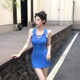 Purely Sexy Hottie V-Neck Polo Skirt Knitted Waist Slimmed-Butybled Short Skirt
