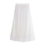 Women's Clothing 2025 Autumn And Winter 2025 New 20 Pieces Spliced Solid Color Mesh Dress Skirt A Word Umbrella Skirt