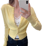 White Waist Knitted Sweater Jacket Women Autumn 2025 New Korean Atmosphere Feel Wearing A Beautiful Top