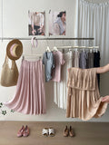 French-Style Escape Rope Island Ice Silk And Folded Skirt Women's Summer Gentle Holiday Style A Word Umbrella Skirt