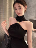 High-Level High-Neckless Sleeveless Neck Vest Woman Autumn Bodysuit Inside And Outside Wearing A Pure Desire Short Bottom Top