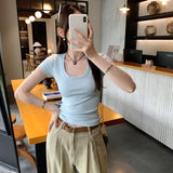 European Goods High-End Feel Shoulder Repair Short-Sleeved T-Shirt Women's Summer 2025 New Niche Fashion Thin Top