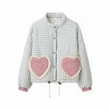 Autumn 2025 New Women's Fashion Casual Lattice Love Lace Side Decoration Cotton Coat