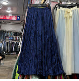 Myoism Folded Half-Dress Woman 2025 Spring And Summer New Big Swing Long Dress Simple Lazy Feeling 100 Folds Skirt