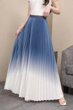 Gradient Color Half-Dress Woman High Waist Thin Feeling Fell 100 Folded Skirt In The Long A-Word Skirt