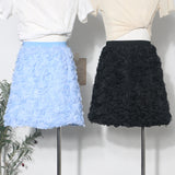 Three-Dimensional Rose Flower Half Skirt Fluffy Skirt Tight High Waist Thin A Short Skirt Woman 9099