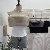Real Shooting Hottie Hair Splicing Elastic Brush Chest Vest Zipper Umbilly Short Sleeveless Top 6285