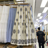 National Style Retro Floral Tice With Half-Dressed Dress Woman 2025 New Thin Casual Mid-Long Skirt