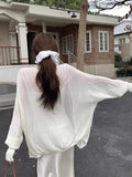 Ice Silk Textured Bat Sleeve Sunscreen Cardigan Jacket Women 2026 Spring And Autumn Thin Shawl With Air Conditioning Hood