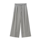 2025 Summer New Women's Neck Neck Neck Linen Shirt Vest Straight Trousers Set