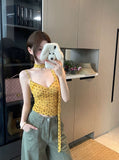 French Wave Point Print V-Neck Sling Vest Women's Summer Design Sense Niche Hottie With A Short Top