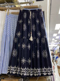National Style Retro Floral Tice With Half-Dressed Dress Woman 2025 New Thin Casual Mid-Long Skirt