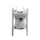 Real Shooting Hottie Phabby Two Broken Hanging Neck Design T-Shirt With Chest Cushion Long Sleeve Bottom Shirt 2819