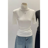 Korean Simple Half-High-Neck Short-Sleeved T-Shirt Female Commuter New Summer Slimming Inside And Bottom Shirt
