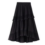 Half-Dress Woman Autumn A Word 100-Fold Skirt 2025 New Front Short And Rear Long Lotus Leaf Side Irregular Cake Skirt Spring And Summer