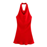 2025 Summer New Female Fashion Sexy Hot Girl Silk Lily Hanging Neck Dress 8741074
