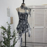 Irregular Oblique Lace Ribbon Slings Sleeves With Vest Foldless Sleeveless Top 1852