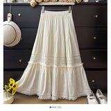 Gentle Wind Hollow Lax Subian Thin Half Body Skirt Woman Spring 2025 High-Waist Fold Loose Layer Cake Skirt Tide