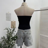 Punk Y2k Spice Girls Festival Wears Spliced Brats With Bra Vest Short Sleeveless Top 1338