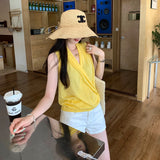 Fry Street Unique Beautiful Sleeveless V-Neck Knitted Vest Women 2026 New Design Sense French Small Thin Top
