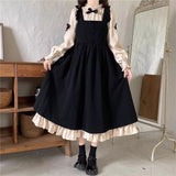Spring Small Salt Milk Sweet College Wind-Backed Dress Women Loose Folded Cute Two Sets