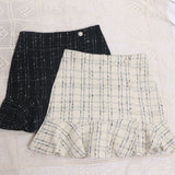 2025 New Autumn And Winter Lattice Coarse Flowers Of The Half-Body Skirt High Waist A Word-Bow Irregular Fishtail Skirt 8876