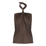 Designing A Hottie With A Bare Back-To-Back Waistcoat Woman Summer Sleeveless Outside Wearing A Pure Desire Short Black Top