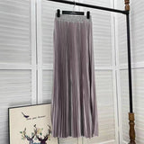 2025 New High-Rise 100-Fold Skirt Half-Dress Woman Pendant Tight Waist Thin High-Grade Elegant Solid Color Dress