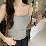 White Lace Splicing Sling Small Vest Women's Summer Shirt Outside The 2025 New Hot Girl Pure Desire Short Top