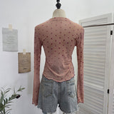 Real Shooting Bo Point Velvet Long Sleeve Sunscreen T-Shirt Women's Spring And Summer Mesh Tau Yarn Tau Tau Tannery Short Repair Body Dress 2721
