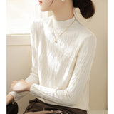 High-Grade Gray Half-High Collar Wool Texture Inside The Knitted Bottoming Shirt Women's Autumn And Winter High-End Super-Good-Looking Sweater