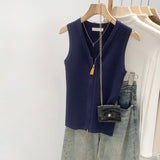 Commuter Loose Thin Zipper V Collar Sleeveless Vest Women Wear 2026 New High-End Small Shirt