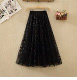 Heavy Industry Embroidery Net Yarn Half-Dress Woman Summer New High-Rise Thin Shiny Leaf Lint Leaf Embroidery A Letter Dress