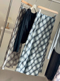 Acetate Faucate Lattice Half Skirt Girl Spring Summer New Temperament Slim High Waist Hanging Feeling A Word Fishtail Skirt