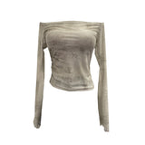 Real Shooting Two Sets Of Sexy Shoulder Single-Layer Thin Mesh Yarn Short T-Shirt + Inner Brat With Chest Pads To Wipe The Chest Vest 8095