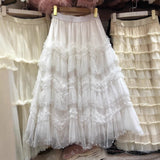 Design Sense Heavy-Working Layer Yarn Nail Bead Design Half-Dress Summer New Thin Cake Dress Dress Woman