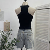 Real Shot With Chest Pad Hanging Neck Bra Vest Letter Printing Short Babes Sleeveless Top Sleeve Sleeve Sling Sling Sling Sling Slings