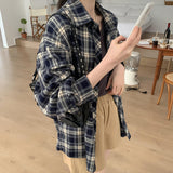 Korean Version Of The Design Of A Small Plaid Shirt Woman 2025 Autumn New Loose Long-Sleeved Top Open-Shirt Jacket