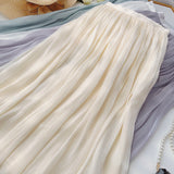 Silk Sensing Temperament Half-Dress Woman Slim Thin Long A-Dress Hanging Summer Egan Yarn Skirt
