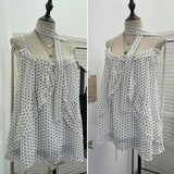 Irregular Lotus Leaf Side Ribbon Sling Sling Vest Loose Lazy Sleeveless Top Woman 9333