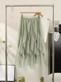 Irregular Lotus Leaf Yarn Skirt Half-Dress Woman 2025 Autumn And Winter New High-Waist Long-Scared Yarn Fairy Dress