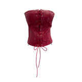 Vintage Punk With Chest Pad Anti-Slip Bar Bra Vest With Zipper Open Fork Short Top Female 6230