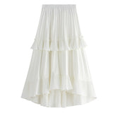 Half-Dress Woman Autumn A Word 100-Fold Skirt 2025 New Front Short And Rear Long Lotus Leaf Side Irregular Cake Skirt Spring And Summer