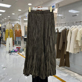 Heavy Industry Withered Leaves Folded Half-Body Skirt 2025 Spring And Summer New Glossy Irregular Big Swing Skirt And Ankle Long Skirt