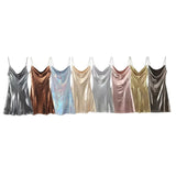 Spring 2025 New Fashion Temperament Low-Collar Bare Back Metallic Sling Dress Woman